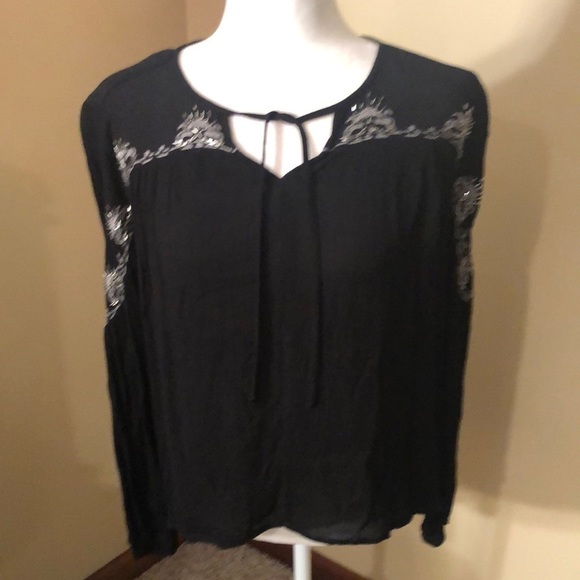 Rock&Republic Black Boho Embellished Tunic Sz S EUC - Picture 2 of 8